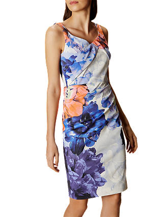 Karen Millen Floral Draped Pencil Dress, Multi