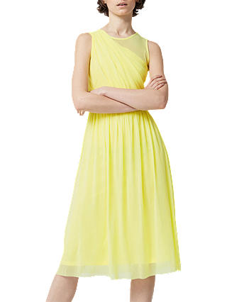 Warehouse Occasion Mesh Wrap Dress, Yellow