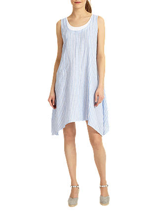 Phase Eight Bryony Double Layer Linen Dress, Blue/Ivory