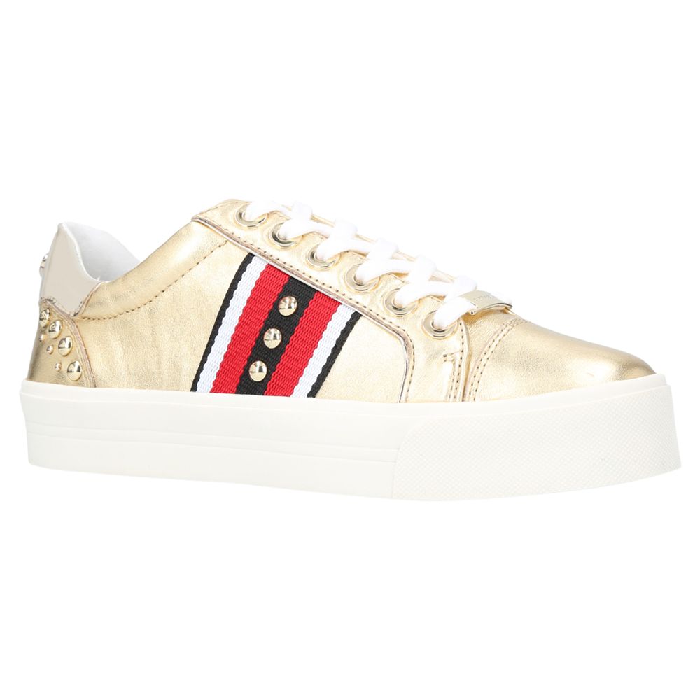 carvela white and gold trainers