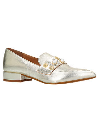 Carvela Lily Pointed Toe Embellished Loafers, Gold