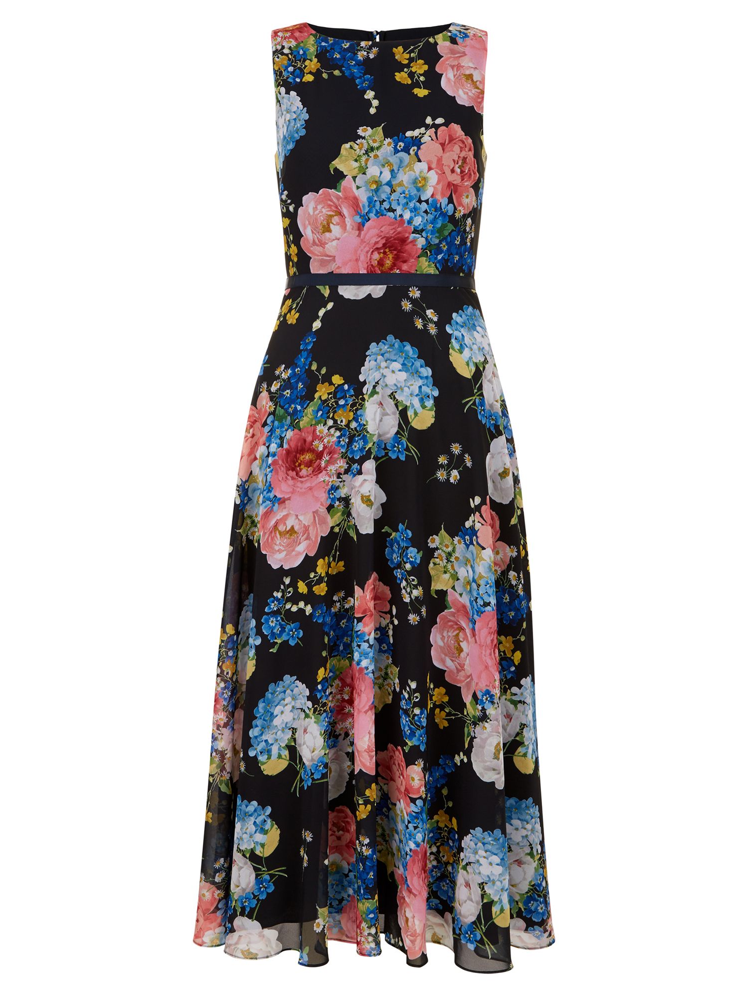Hobbs Carly Floral Print Midi Dress, Navy/Multi at John Lewis & Partners