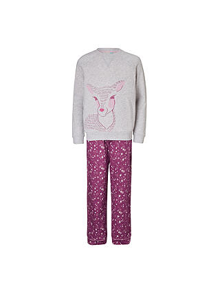 John Lewis & Partners Children's Christmas Fawn Sweat Pyjamas, Red