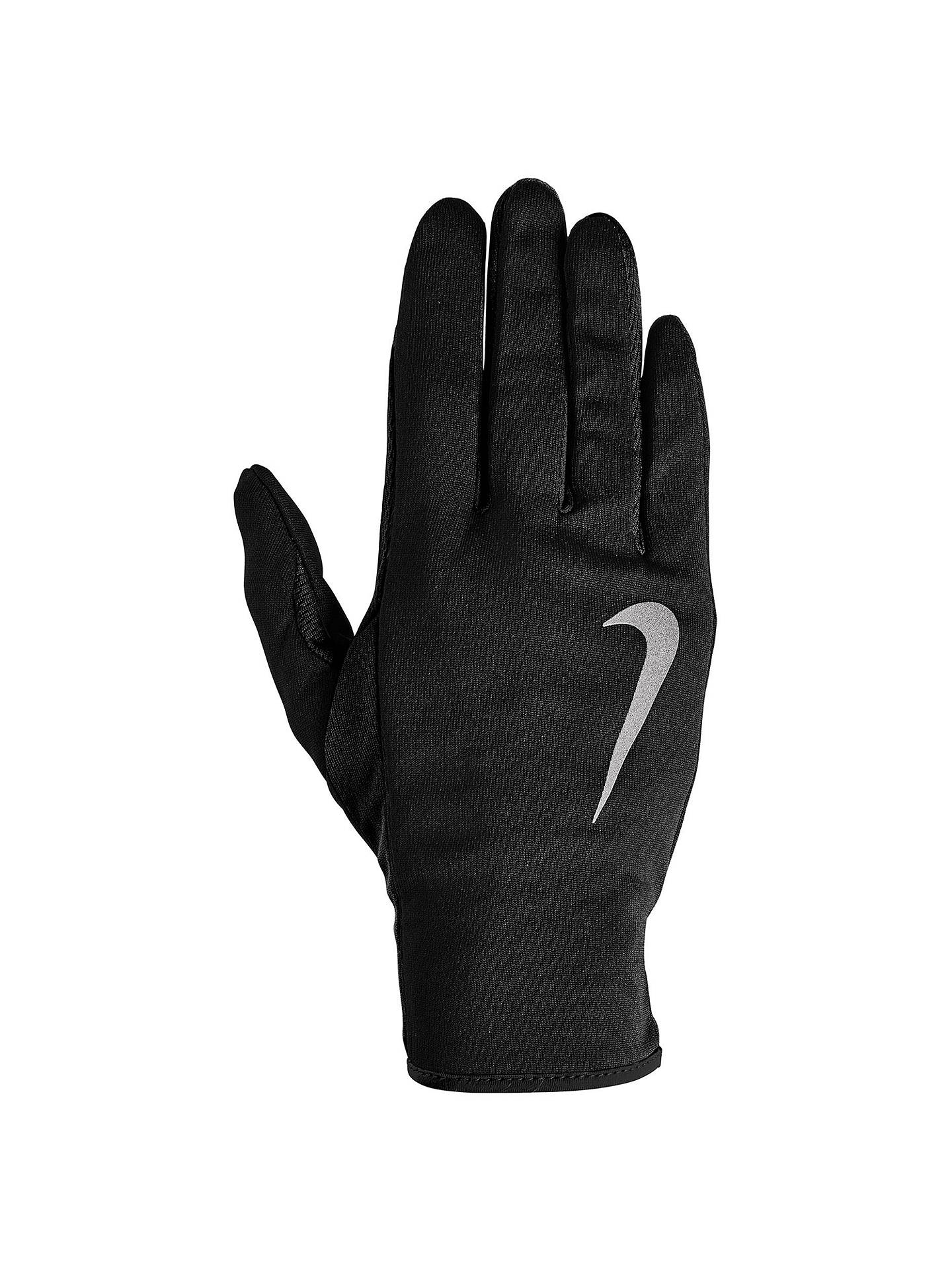 Nike Dri-Fit Beanie Hat and Glove Set, Black/Silver at John Lewis ...