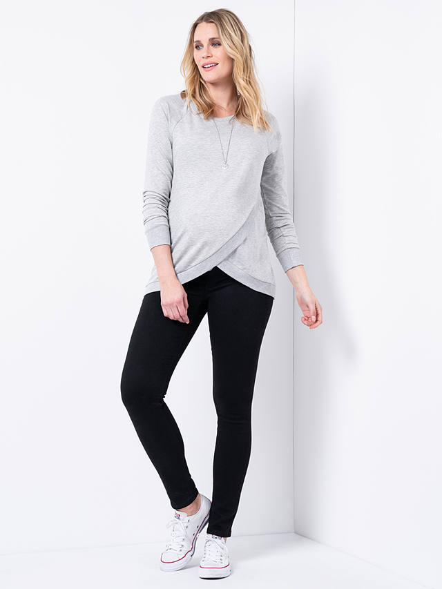 Seraphine Sybil Cross Over Nursing Jumper, Grey Marl