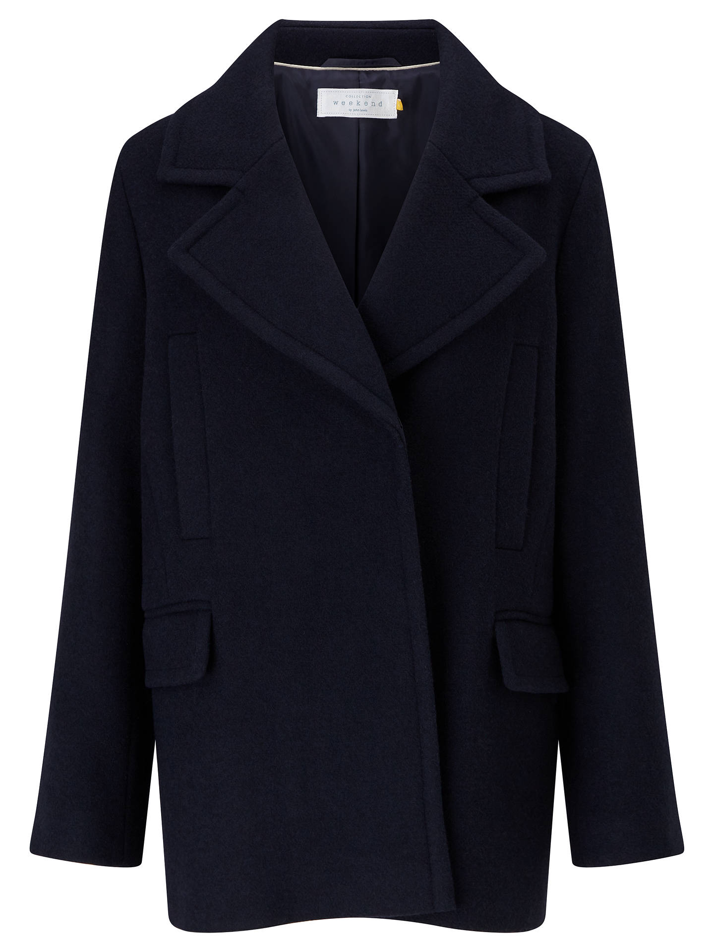 Collection WEEKEND by John Lewis Short Cocoon Coat, Navy at John Lewis ...
