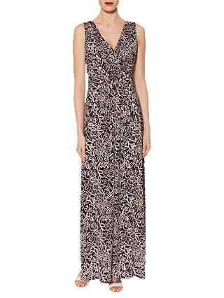 Gina Bacconi Floral Print Jersey Maxi Dress, Black/Pink
