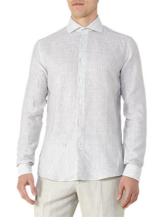 Reiss Jackson Linen Stripe Shirt, Off White