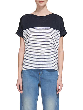 Whistles Breton Stripe Linen T-Shirt, Multi