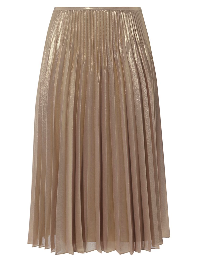 Karen Millen Metallic Pleated Skirt, Gold