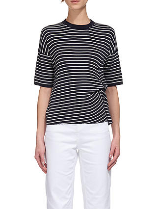 Whistles Knot Front Easy Stripe T-Shirt, Navy