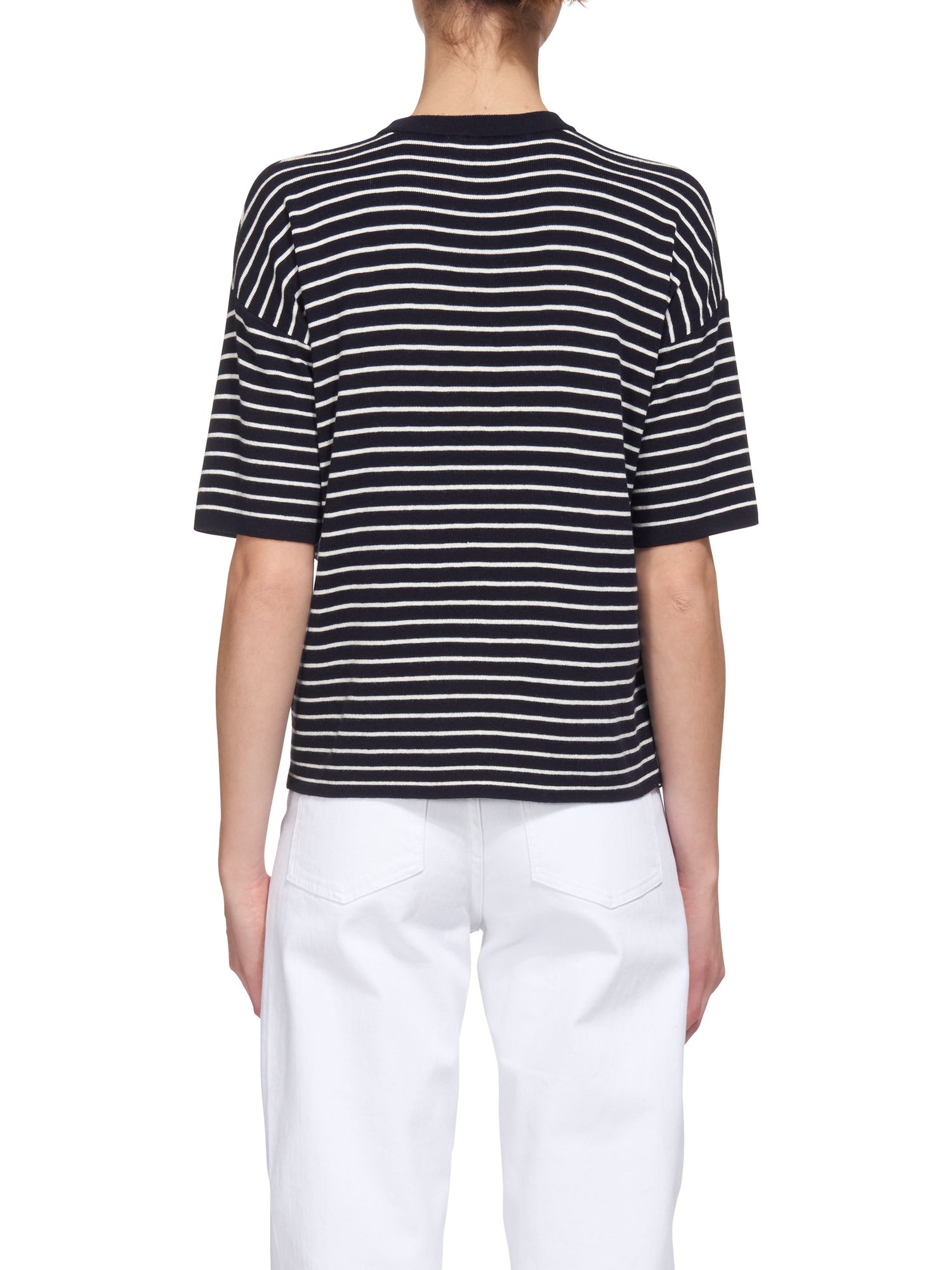 Whistles Knot Front Easy Stripe T-Shirt, Navy