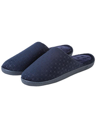 Totes Pillowstep Cotton-Poly Slippers, Navy