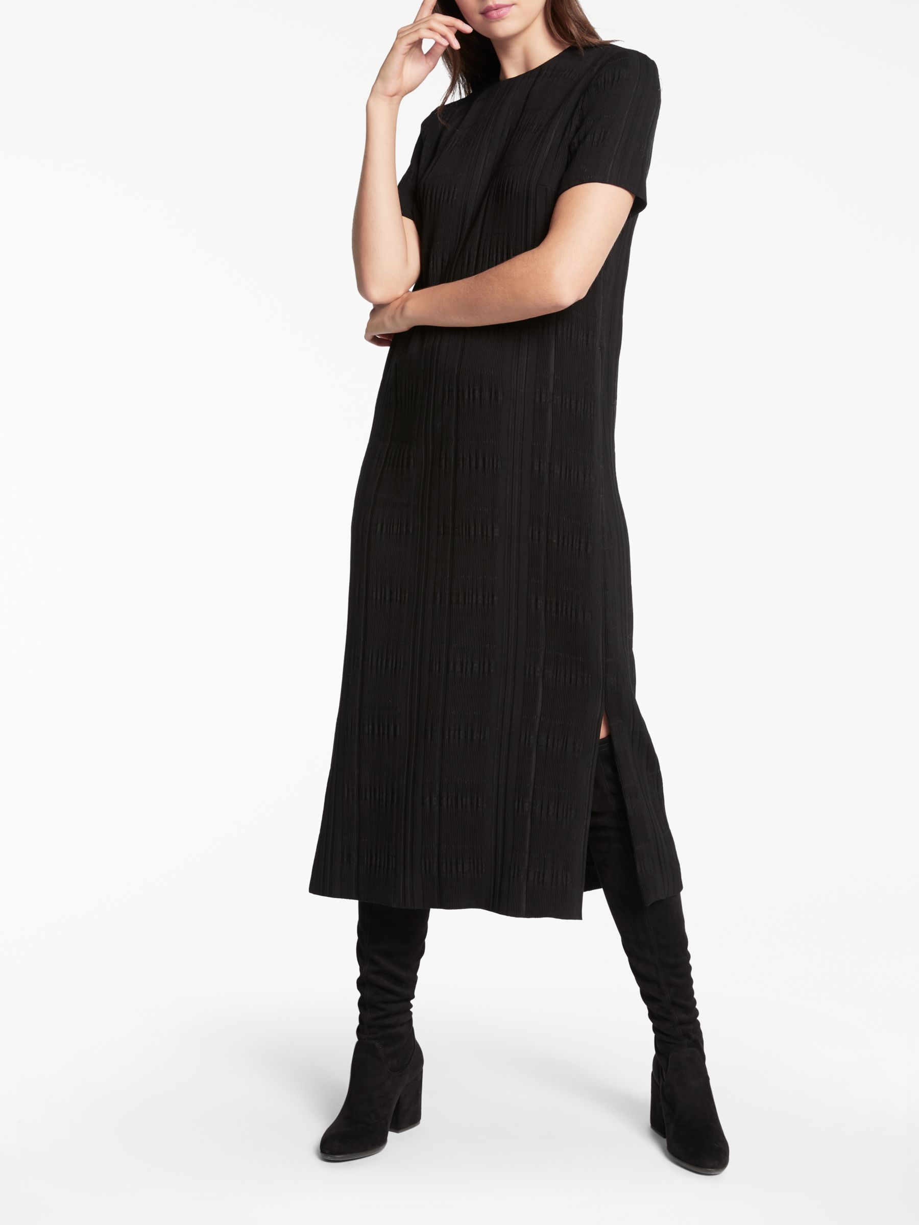 Modern Rarity Check Textured Dress, Black at John Lewis & Partners