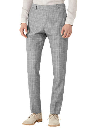 Reiss Stanley Houndstooth Linen Blend Slim Fit Suit Trousers, Grey