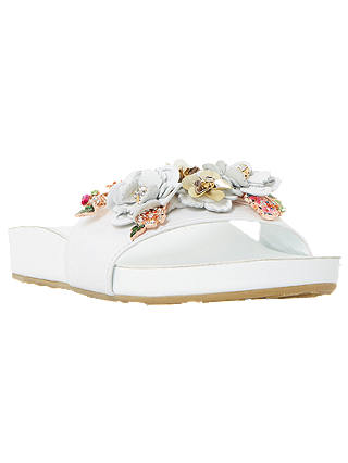 Dune Laelia Flower Slider Sandals, White