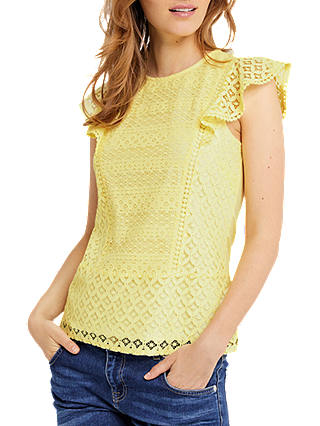 Oasis Patched Lace Shell Top, Mid Yellow