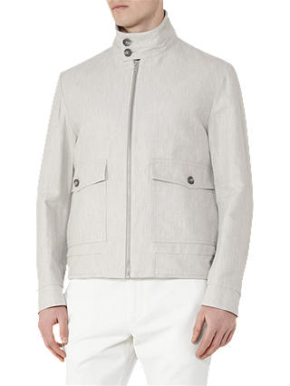 Reiss Sparta Cotton Linen Jacket, Light Grey