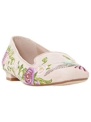 Dune Growe Embroidered Loafers, Blush