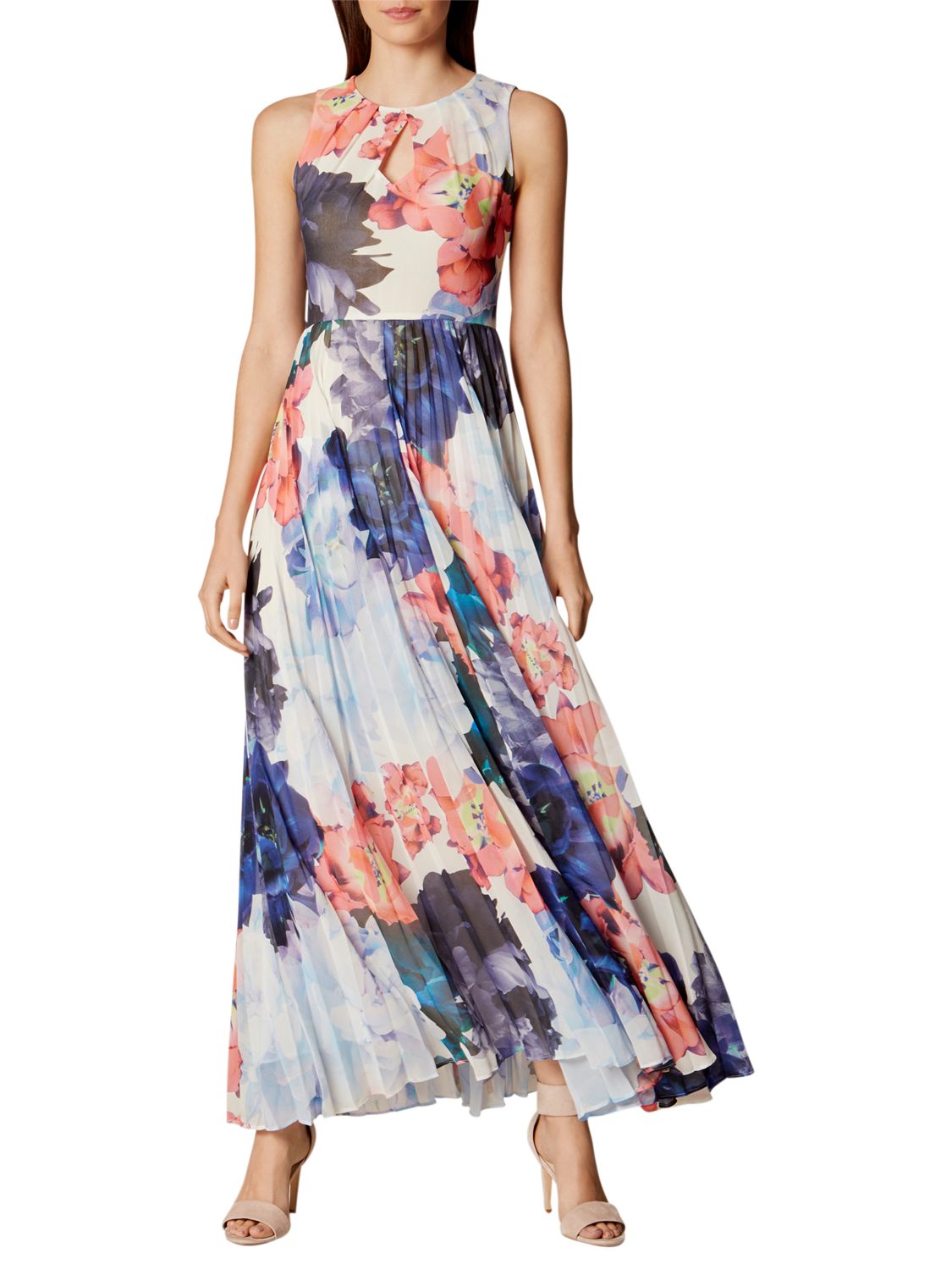 Karen Millen Floral Pleated Maxi Dress, Multi