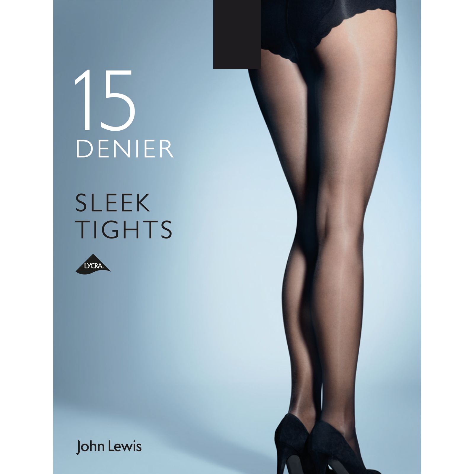 John Lewis 15 Denier Sleek Tights, Pack of 1, Black, S