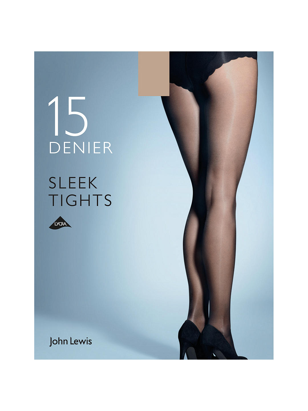 John Lewis 15 Denier Sleek Tights, Pack of 1, Natural Tan