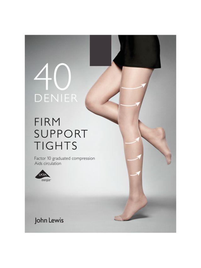 John Lewis 40 Denier Firm Support Tights, Black, S