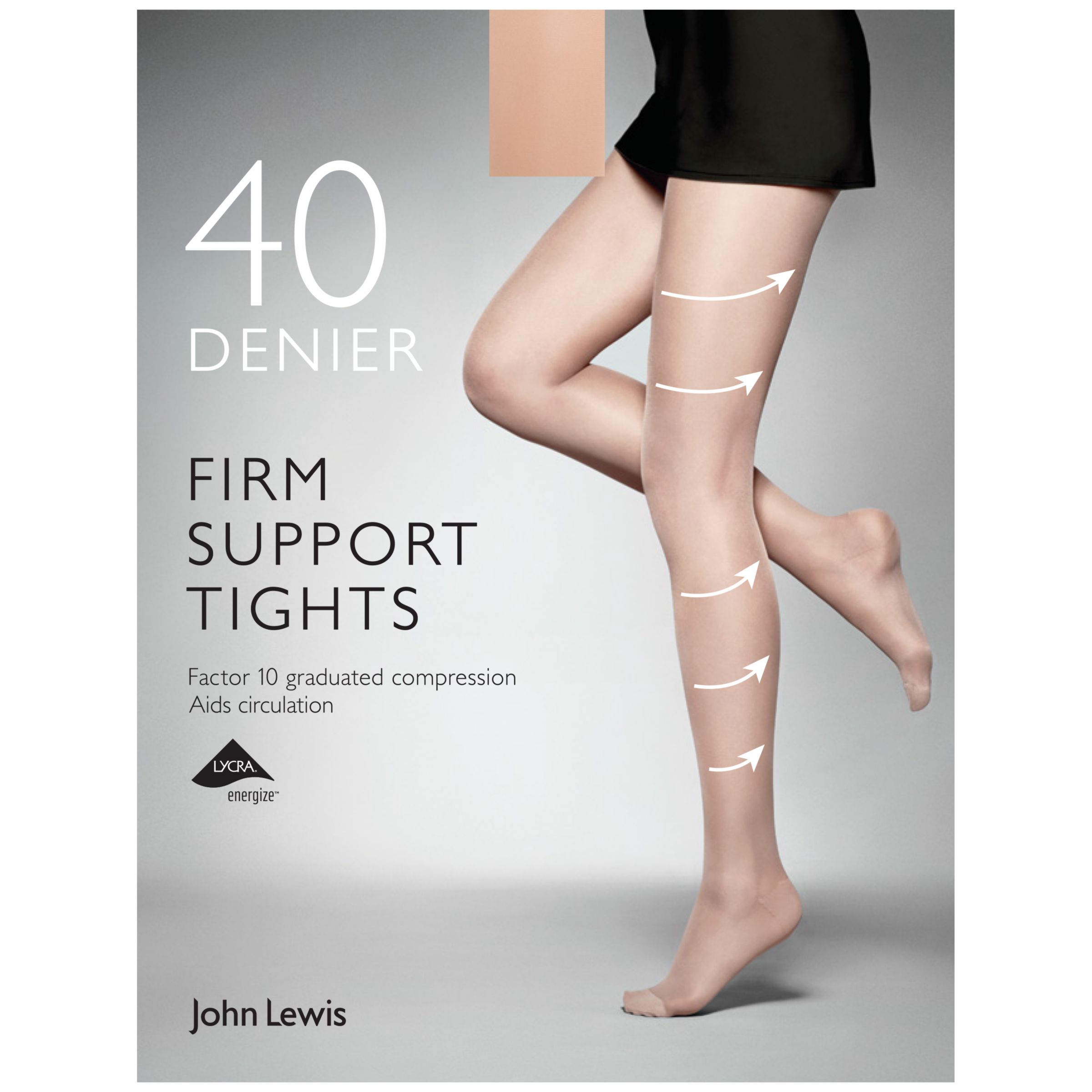John Lewis 40 Denier Firm Support Tights, Nude, M