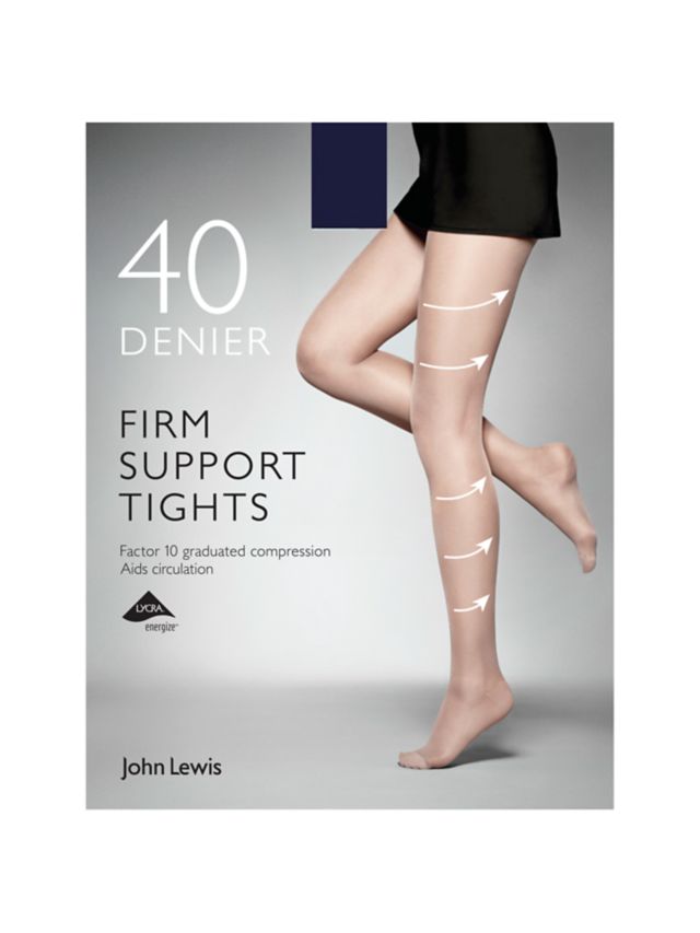 John Lewis 40 Denier Firm Support Tights, Navy, S
