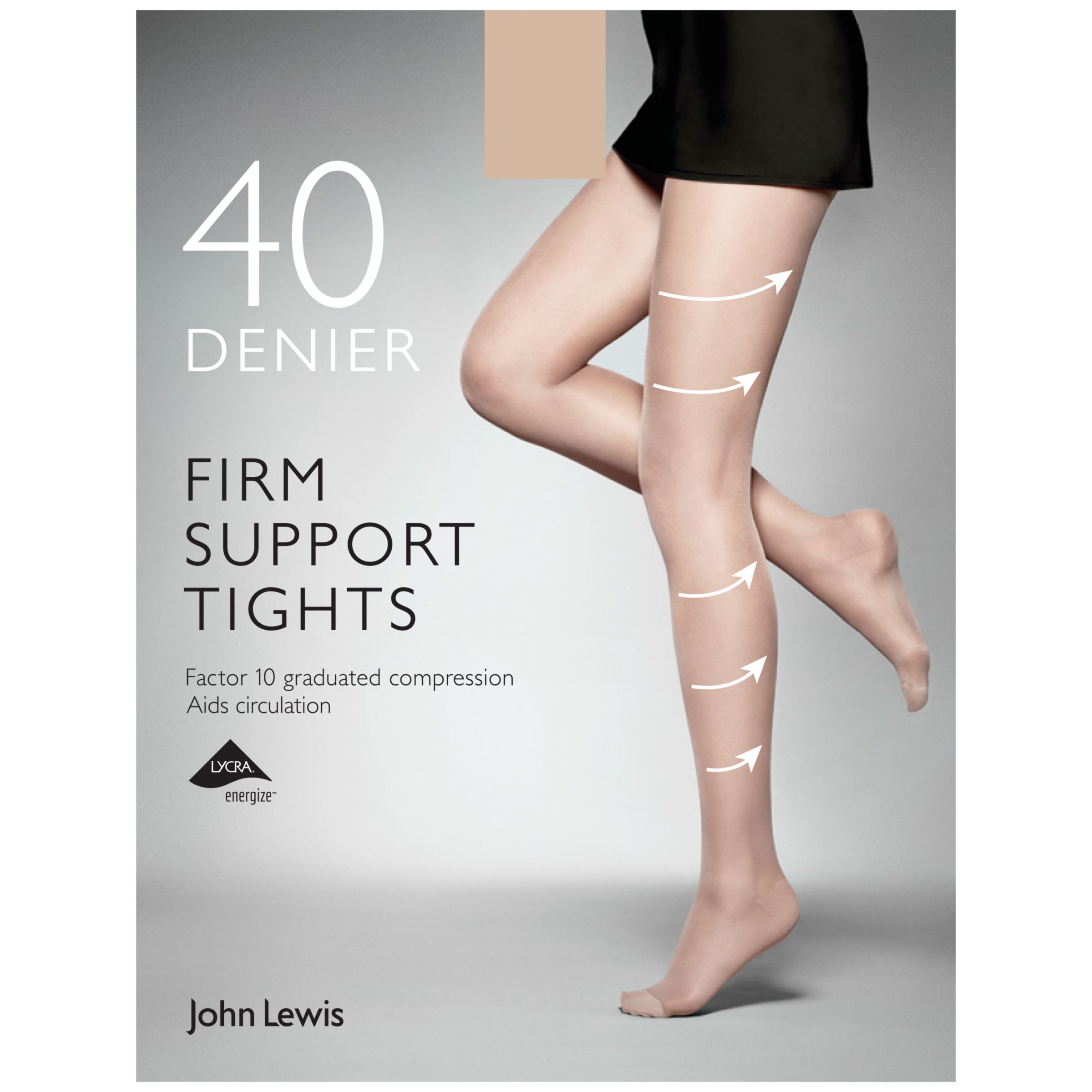 John Lewis 40 Denier Firm Support Tights, Natural Tan, S