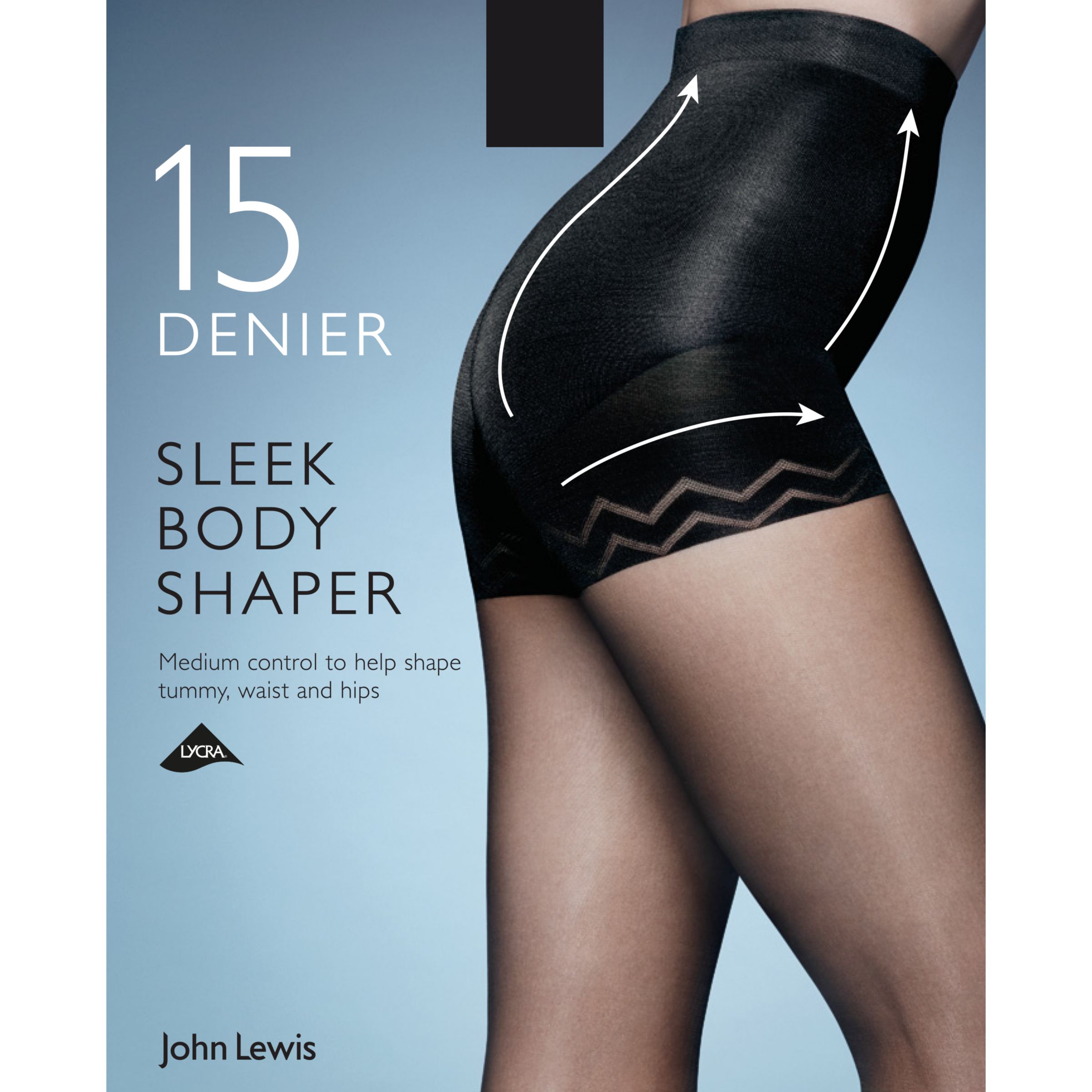 John Lewis 15 Denier Sleek Body Shaper Tights, Black, S