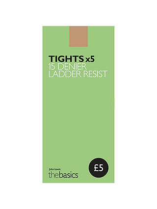 John Lewis & Partners 15 Denier Ladder Resist Tights, Pack of 5