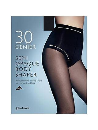 John Lewis 30 Denier Semi Opaque Body Shaper Tights, Black