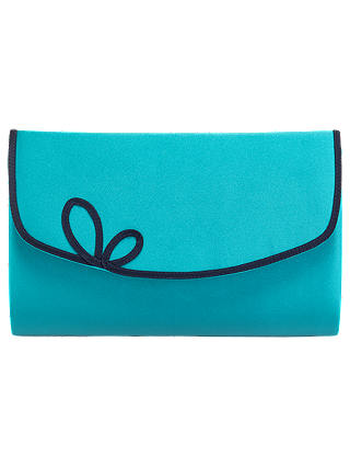 Jacques Vert Scallop Piped Clutch Bag, Turquoise