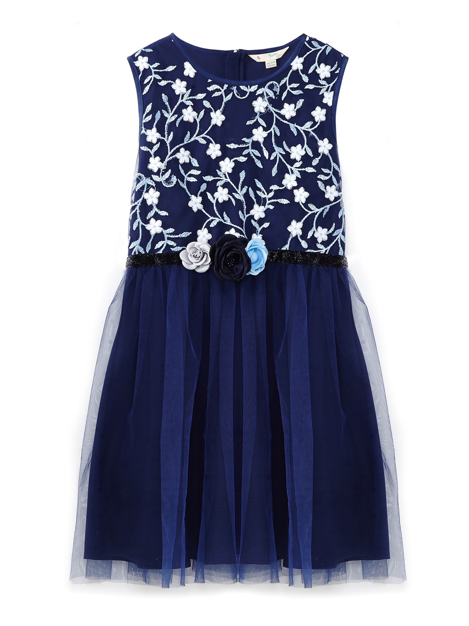 Yumi Girl Icy Floral Embroidered  Prom  Dress  Navy at John 