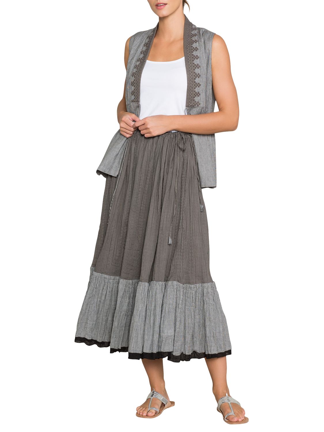 East Amy Crinkle Skirt, Grey/Black