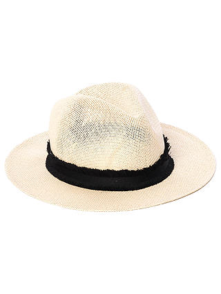 French Connection Riley Frayed Straw Fedora Hat