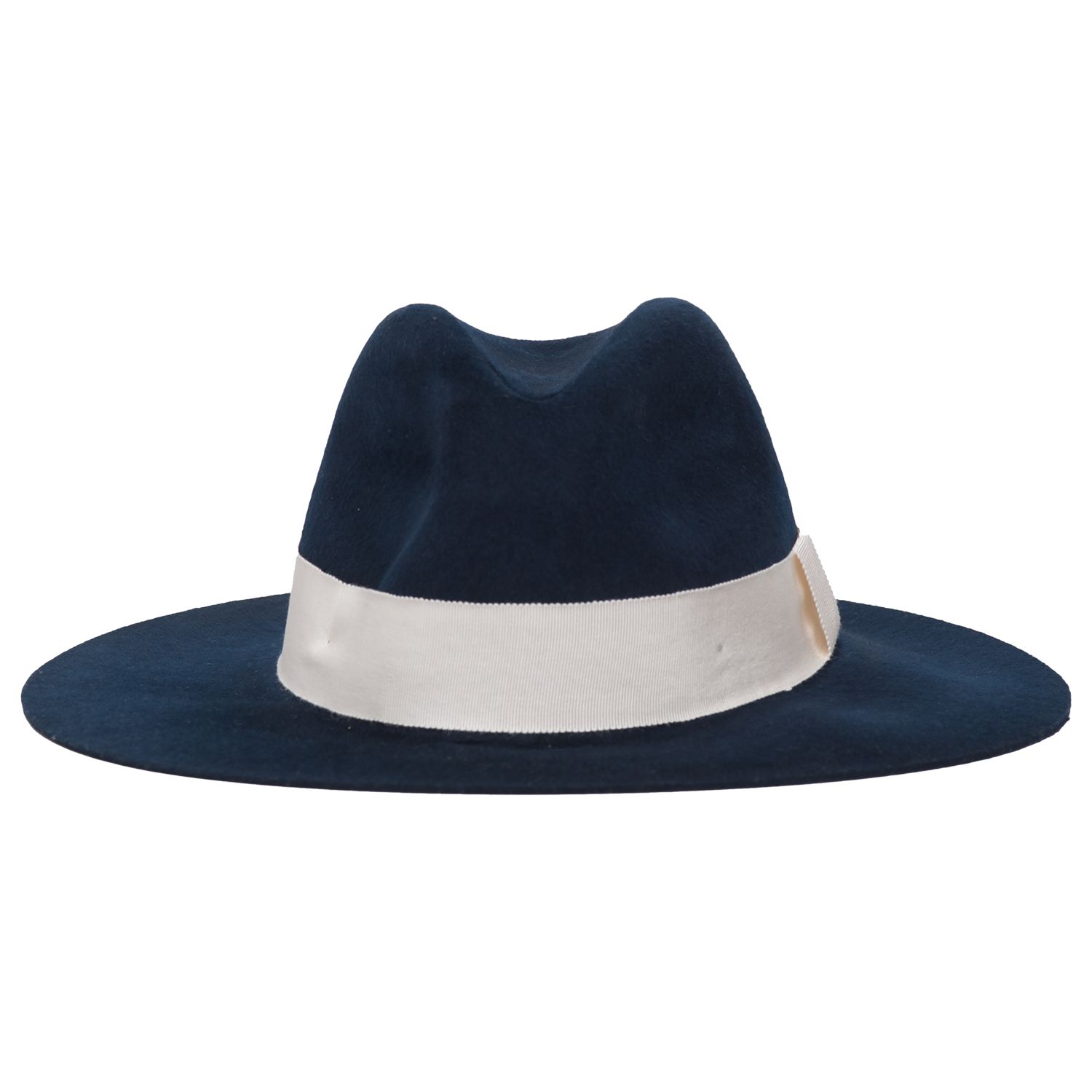 French Connection Roxanne Brushed Wool Fedora Hat, Nocturnal/Cream