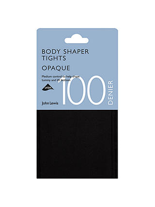 John Lewis 100 Denier Bodyshaper Opaque Tights, Black