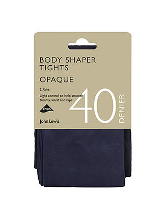 John Lewis 40 Denier Bodyshaper Opaque Tights, Pack of 2