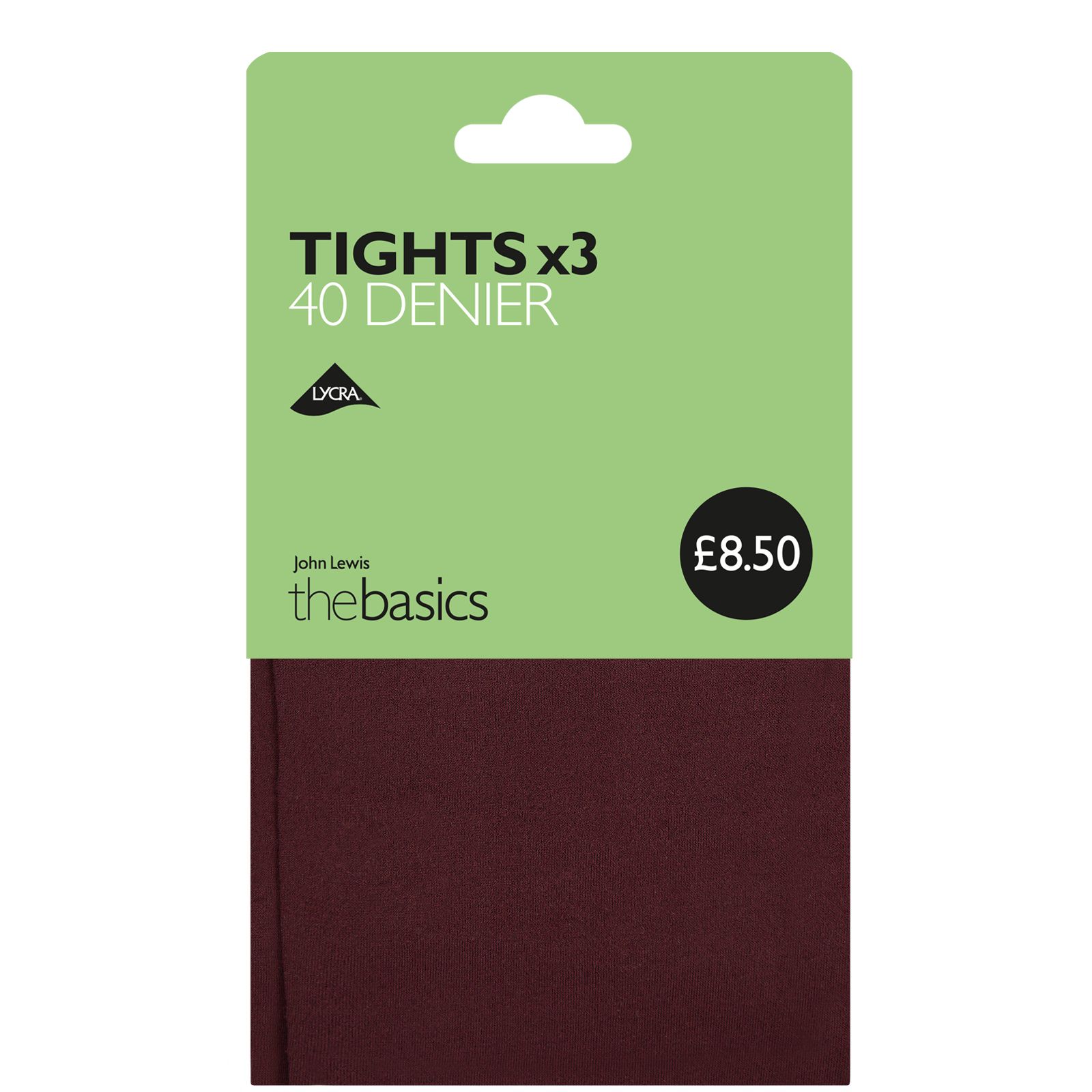 John Lewis 40 Denier Opaque Tights, Pack of 3