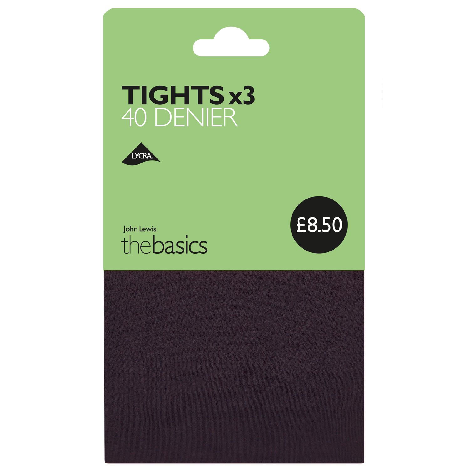John Lewis 40 Denier Opaque Tights, Pack of 3
