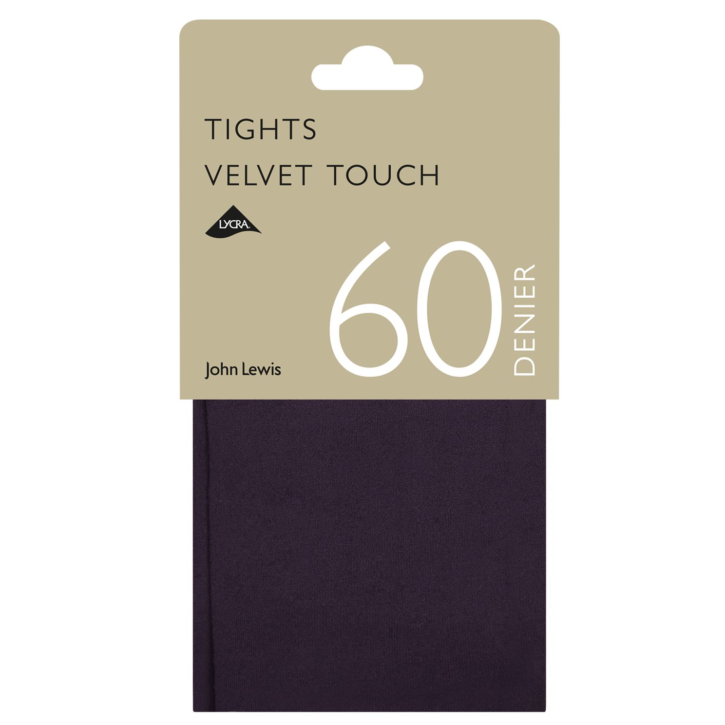 John Lewis & Partners 60 Denier Velvet Touch Opaque Tights, Purple, S