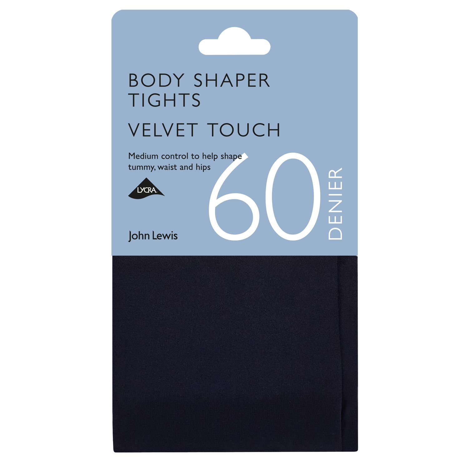 John Lewis 60 Denier Velvet Touch Body Shaper Opaque Tights, Navy, L