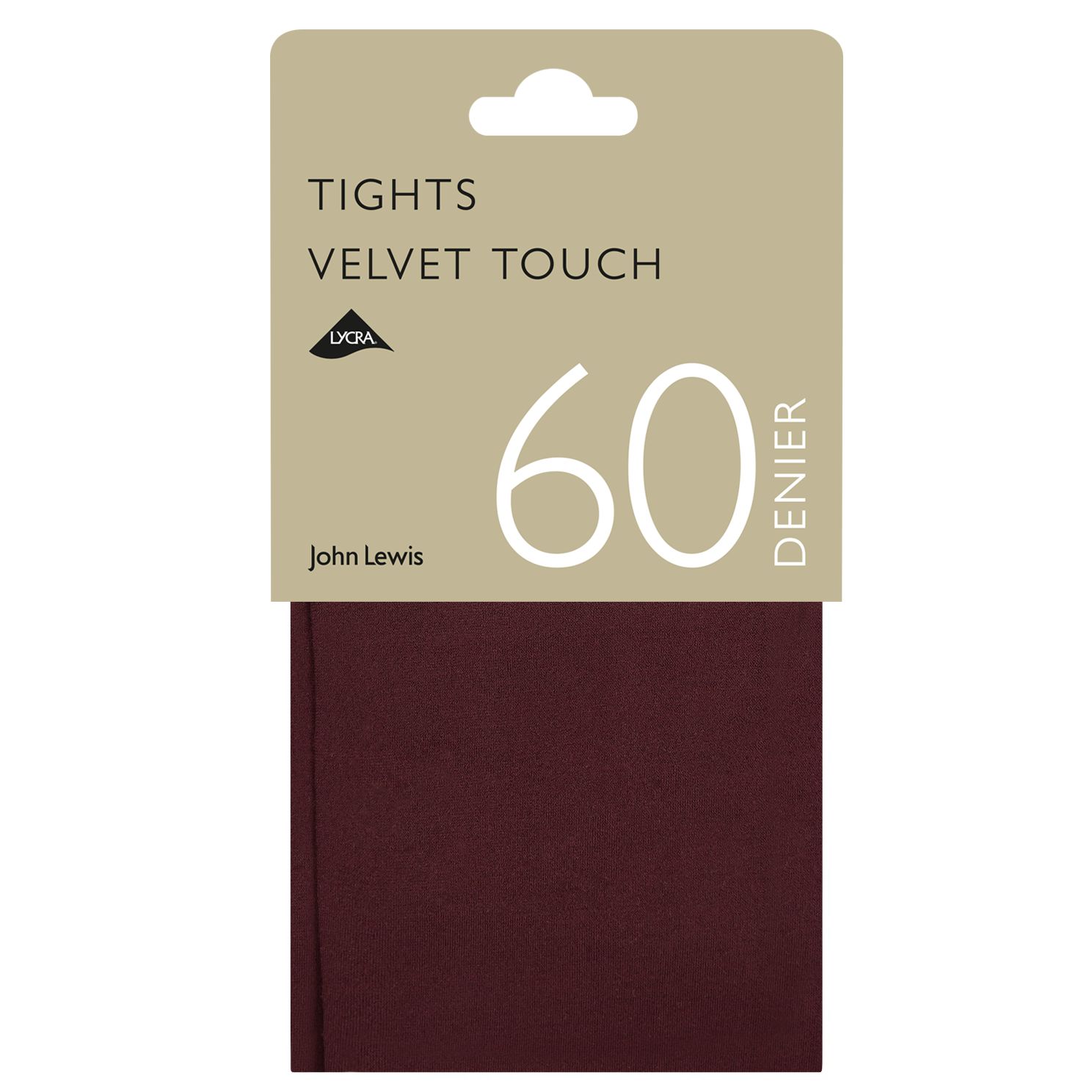 John Lewis & Partners 60 Denier Velvet Touch Opaque Tights, Burgundy, M