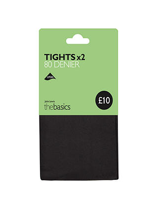 John Lewis 80 Denier Opaque Tights, Pack of 2