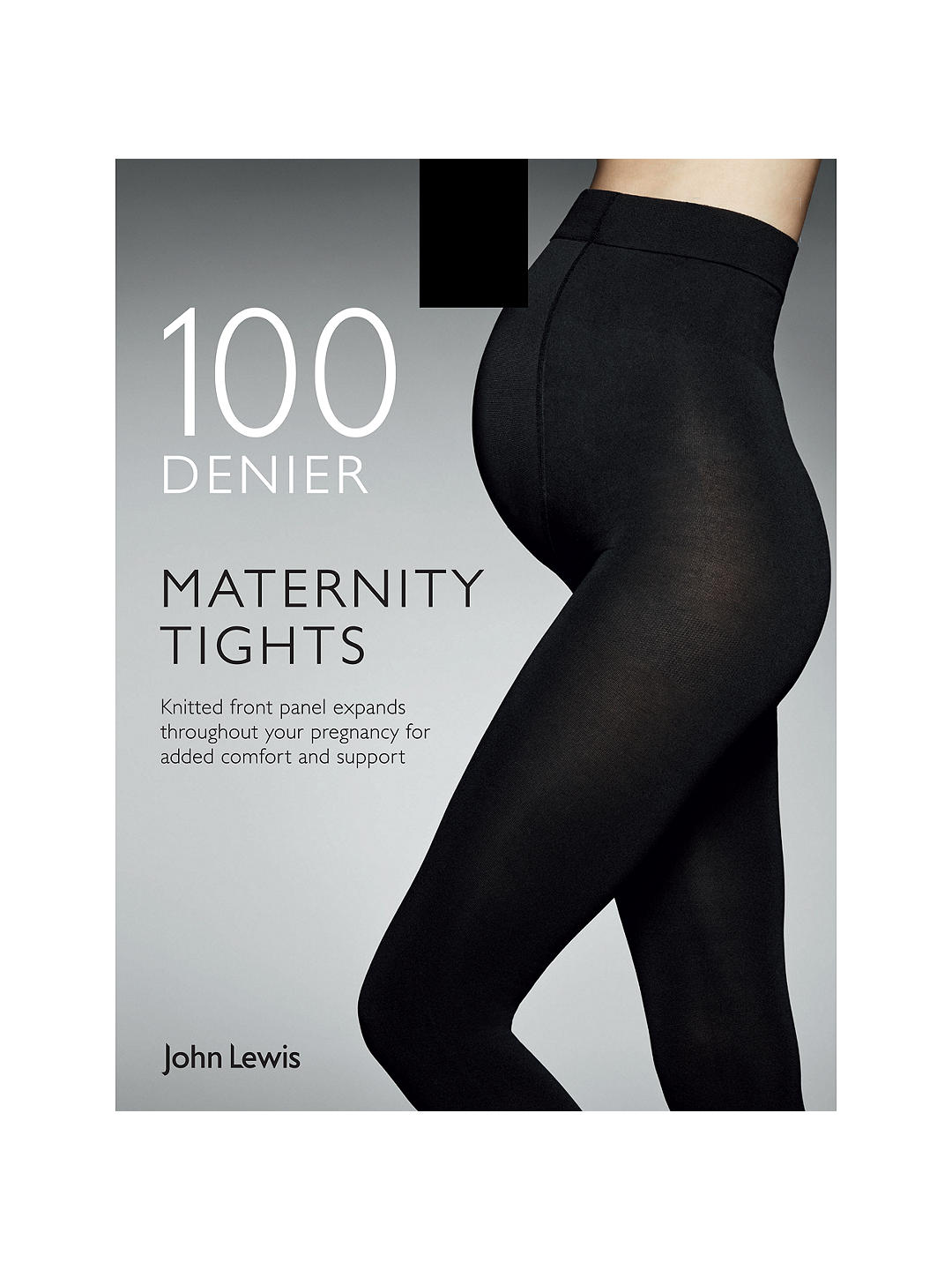 John Lewis 100 Denier Opaque Maternity Tights, Black