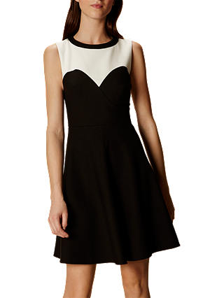 Karen Millen Trompe Loeil Skirt Dress, Black/White