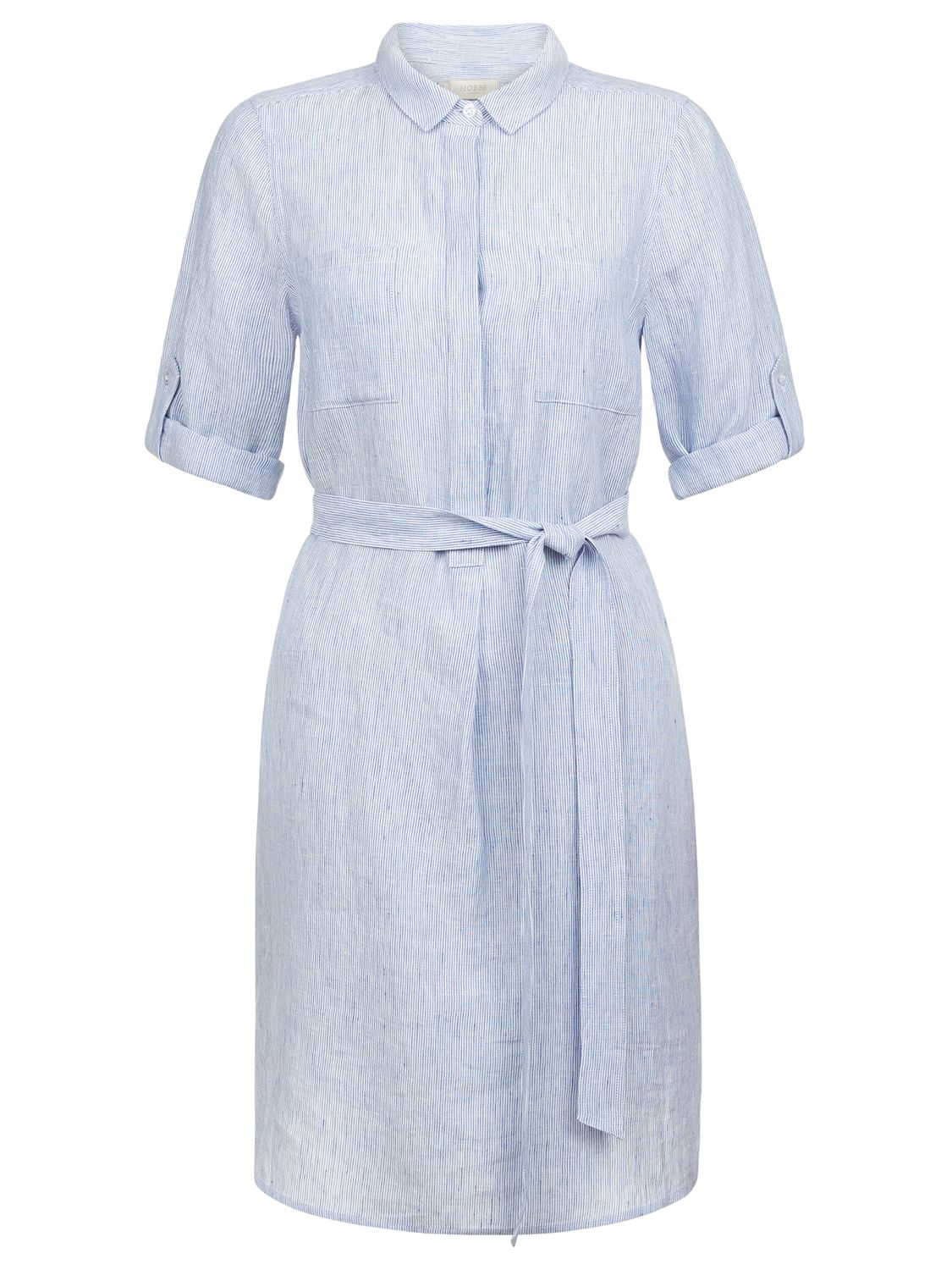 Hobbs Izzy Linen Shirt Dress, Blue Stripe