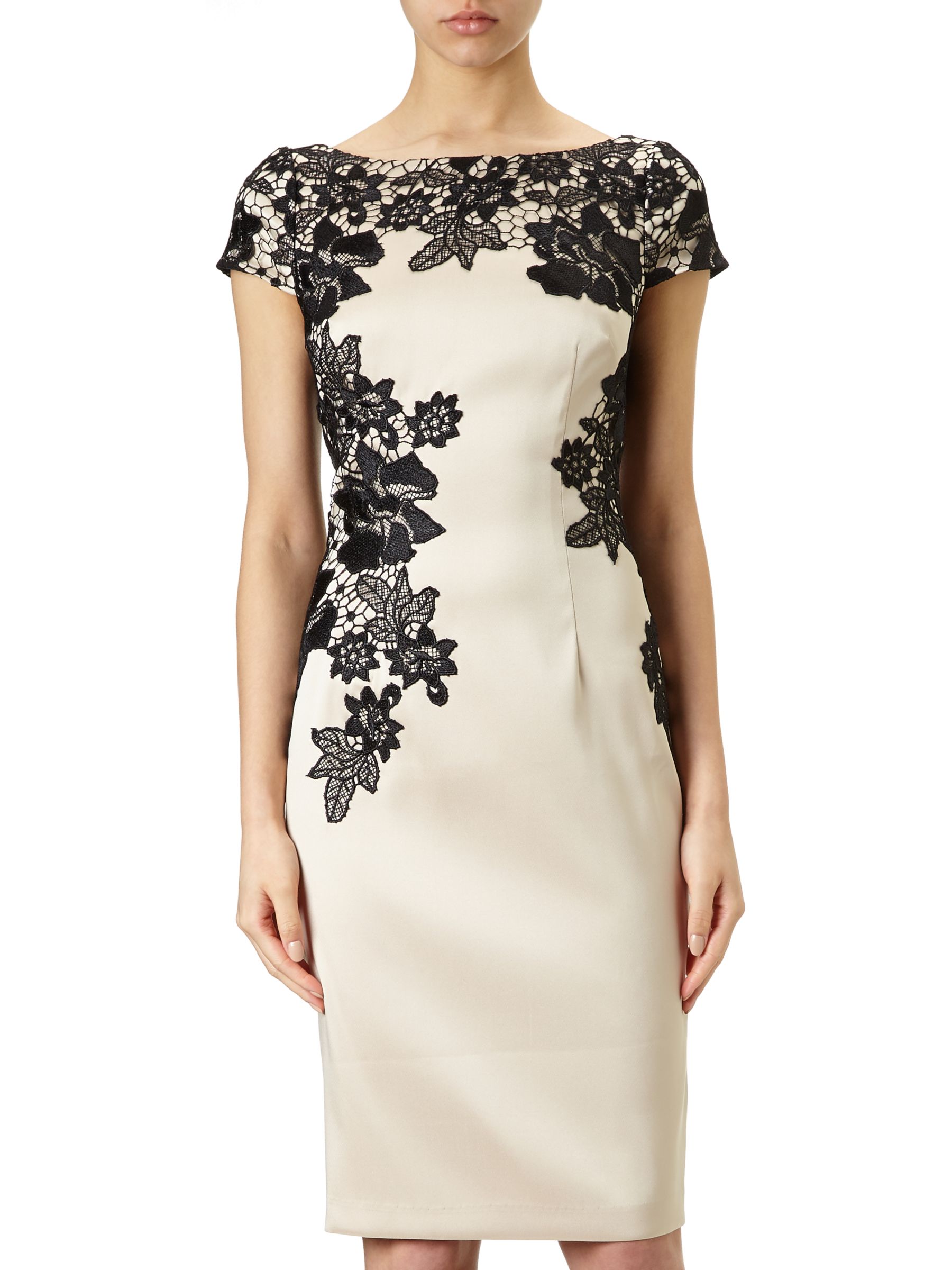 Adrianna Papell Cap Sleeve Cocktail Dress, Champagne/Black